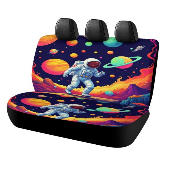 Astronaut Space Adventure Car Rear Seat Covers Back Elastic Flexible Car Seat Covers Decorative Fits Most Cars, SUVs, Trucks And Vans