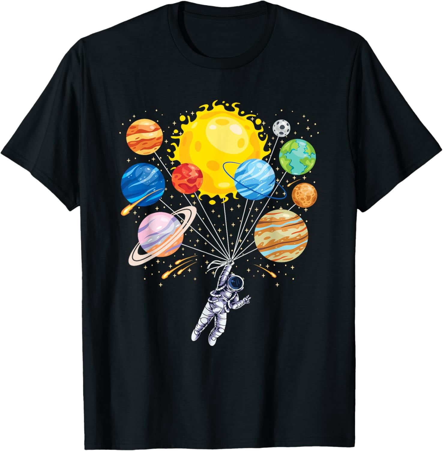 Astronaut Space Balloon Planet Science T-Shirt - Walmart.com
