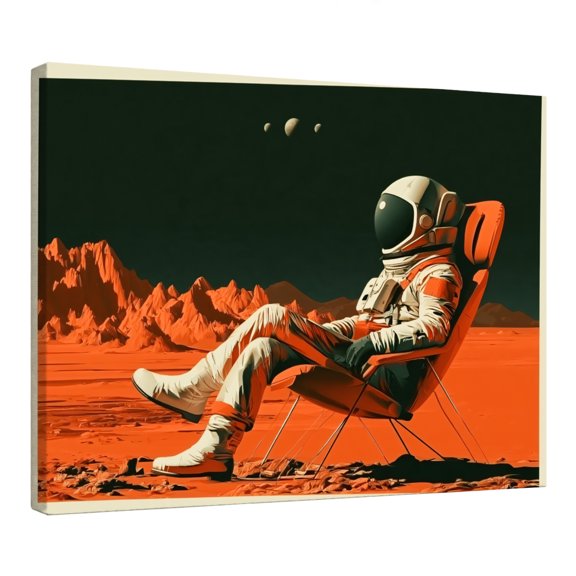 Astronaut Space Canvas Wall Art, Futuristic Mars Landscape Painting with Space Explorer Design, Modern Sci Fi Artwork for Living Room Bedroom Office Home Decoration, 10x8 Inch