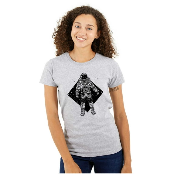 Astronaut Space Celestial Spirit Womens Slim Fit Graphic Tee Brisco Brands X