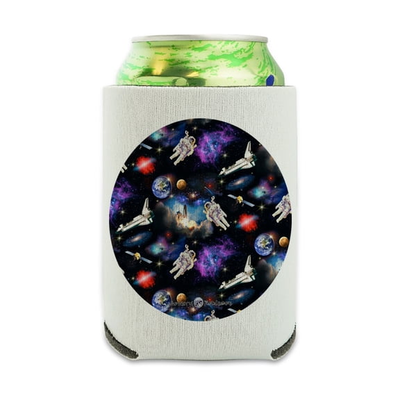 Astronaut Space Earth Moon Solar System Pattern Can Cooler - Drink Sleeve Hugger Collapsible Insulator - Beverage Insulated Holder