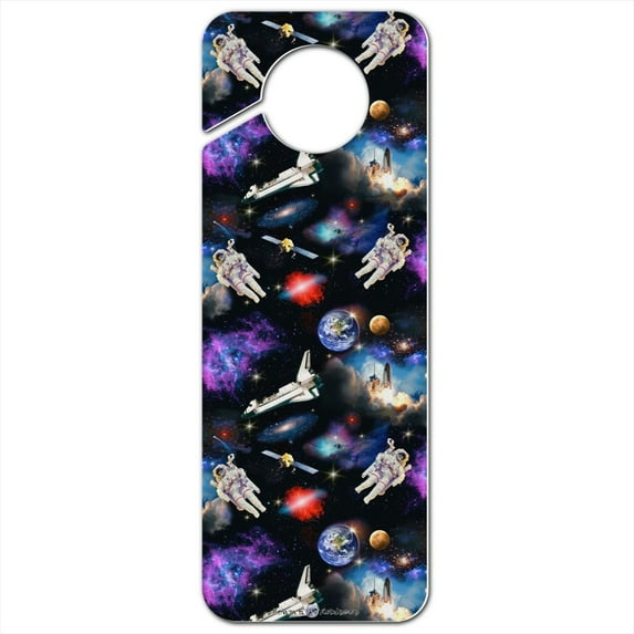 Astronaut Space Earth Moon Solar System Pattern Plastic Door Knob Hanger Sign