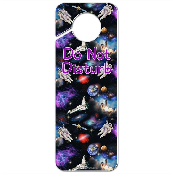 Astronaut Space Earth Moon Solar System Pattern Plastic Door Knob Hanger Sign
