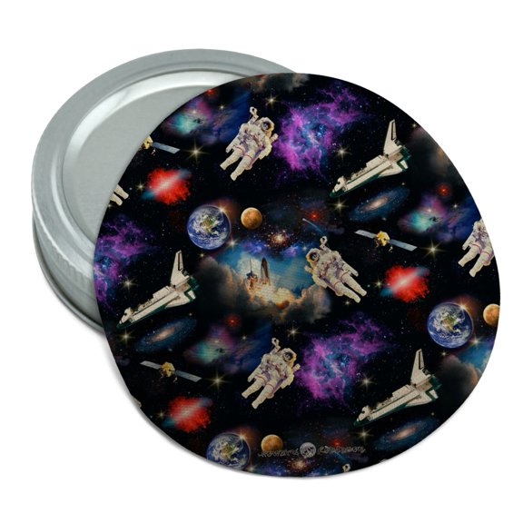 Astronaut Space Earth Moon Solar System Pattern Round Rubber Non-Slip Jar Gripper Lid Opener