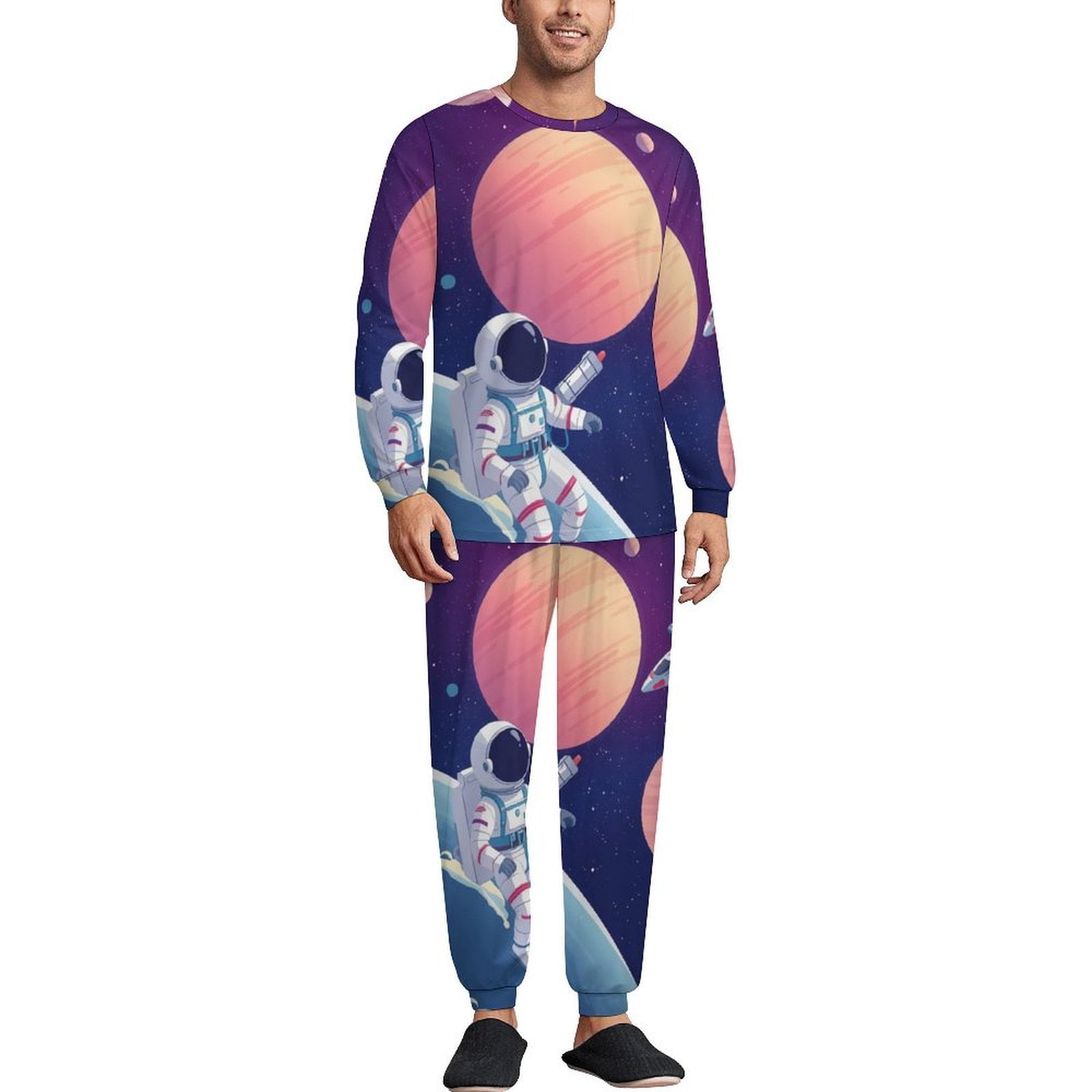 Astronaut Space Exploration Journey Pajamas Men Long Sleeves Pajama ...