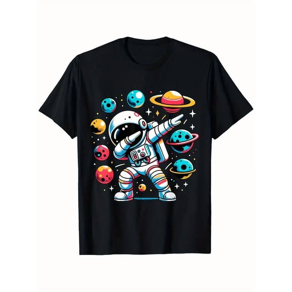 Astronaut Space Galaxy Graphic T-Shirt for Men & Women - 100% Cotton Short-Sleeve Tee with Vibrant Planet Design, Sizes S-XXXL, Perfect for Casual Outings & Outdoor Adventures