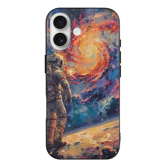 Astronaut Space Galaxy Universe Psychedelic Phone Case Compatible with iPhone 17 TPU Black Shockproof Cover