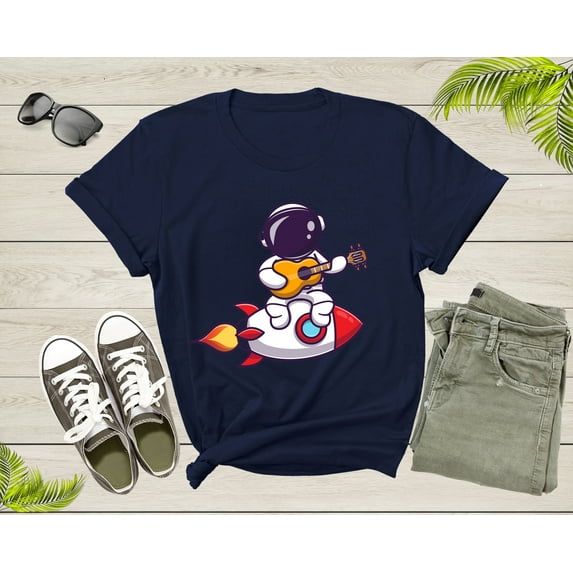 Astronaut Space Lovers Gift Guitarist Spaceman Graphic Rocket Adult Men Women Kids Boys Girls Shirt Astronaut Birthday Present T-shirt