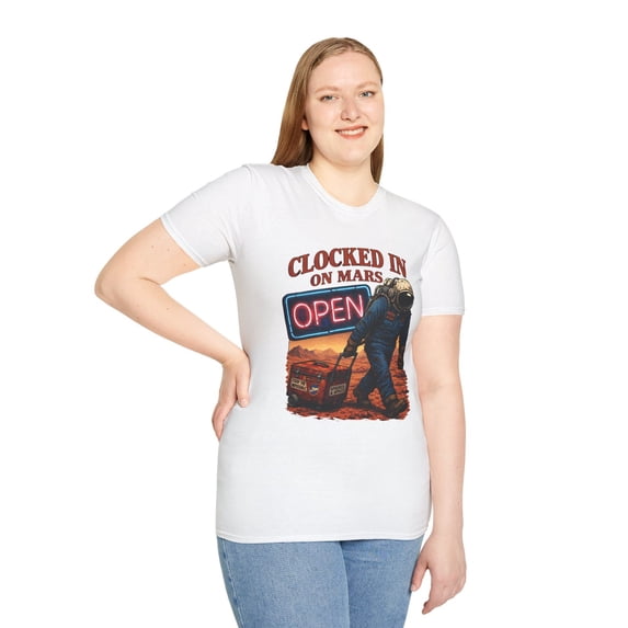 Astronaut Space Mechanic Retro Surreal Mars Moon Unisex Softstyle T ...