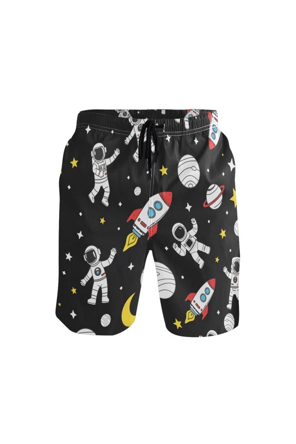 Astronaut Space Pattern Mens Swim Trunks Quick Dry Board Shorts Breathable Fit Beach Shorts Swimwear