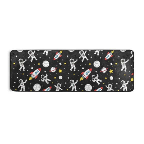 Astronaut Space Pattern Runner Rug 24x72 Inch Cushioned Non Slip Soft Absorbent Floor Mat
