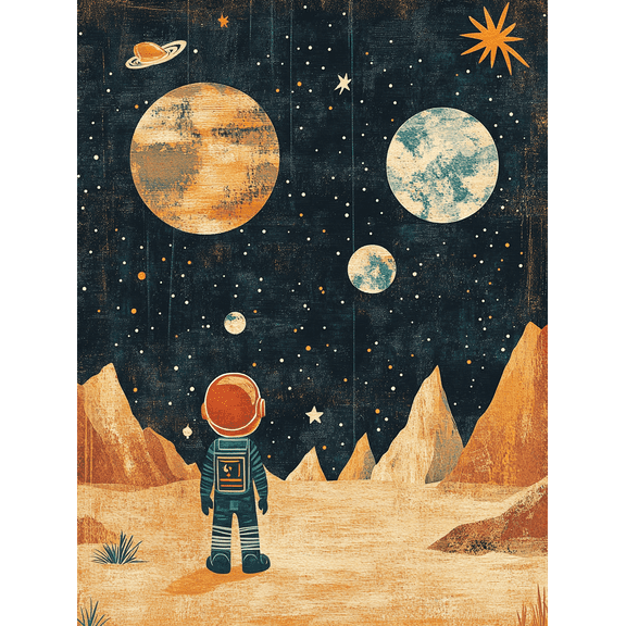 Astronaut Space Planets Canvas Painting/Wall Art Perfect for Living Room Bedroom Office Study and Gallery Wall Decor.