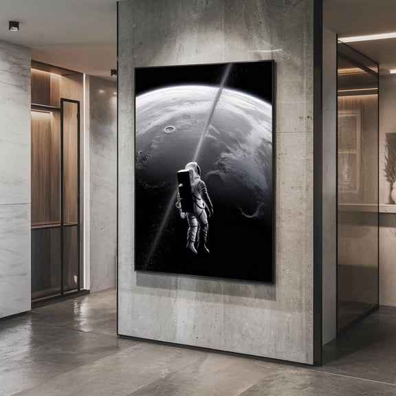Astronaut Space Poster: Black And White Sci-Fi Wall Art, Unframed Poster Size 24x36