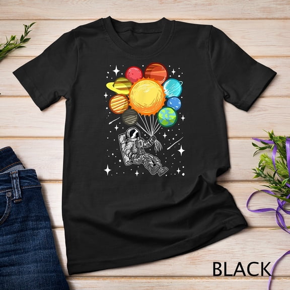 Astronaut Space Spaceman Moon Mars Balloons Planets T-Shirt