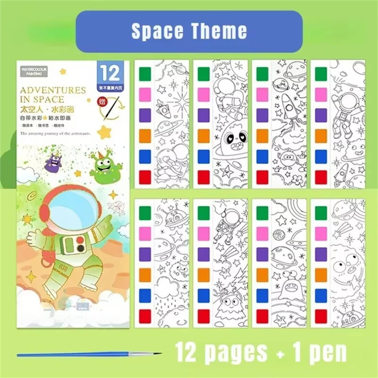 Astronaut Space Theme Children's Coloring Set with 12 Pages and 1 Pen