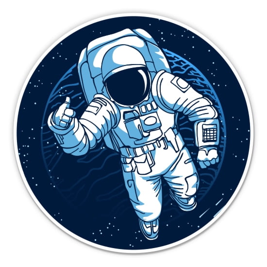 Astronaut Space Thumbs Up - 3" Vinyl Sticker - For Car Laptop Water Bottle Phone - Waterproof Decal