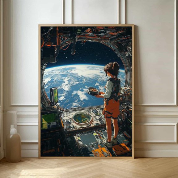 Astronaut Space View Art Print Sci Fi