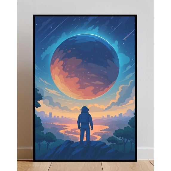 Astronaut Space Wall Art, Galaxy Poster Unframed Size 24''x36'' GooGate