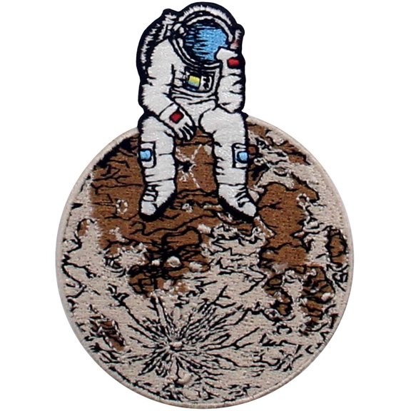 Astronaut Spaceman Lost in Lonely Planet Patch Embroidered Applique Iron On Sew On Emblem