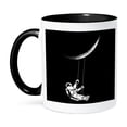 thumbnail image 1 of 3drose, Astronaut Spaceman with Moon Fantasy Earth, 11oz Two-tone Black Mug, 1 of 6