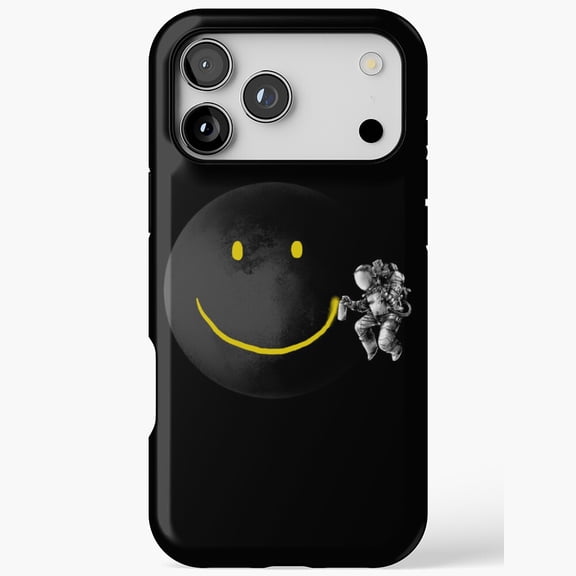 Astronaut Spray Painting Smiley Face Planet Case iPhone 17 through 11 Pro Max