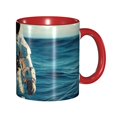 thumbnail image 1 of Astronaut Stand In The Ocean Coffee Mug Fun Custom Ceramic Mugs 11oz Red, 1 of 5