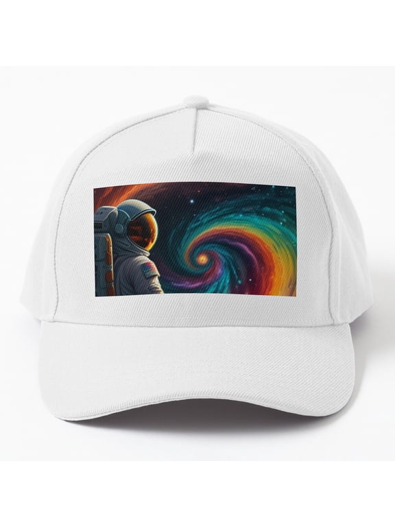 Astronaut Standing on the Moon Baseball Cap, Space Explorer Character Scene Design Hat