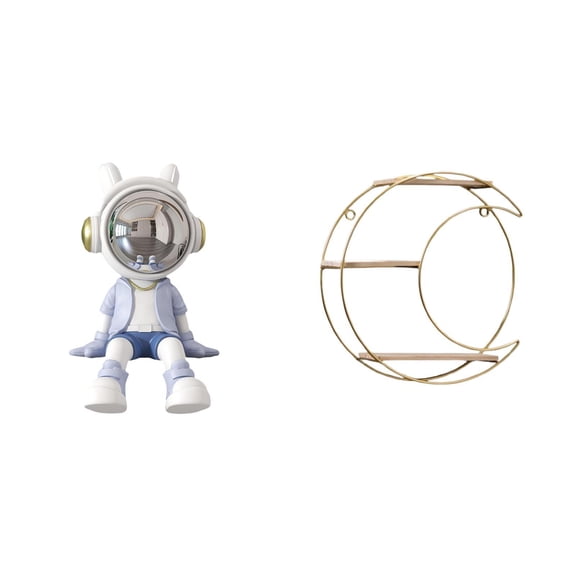 Astronaut Statue Shelf Wall Storage Rack Desktop Figurine Resin Construction for Bedroom Kitchen Dormitory Use