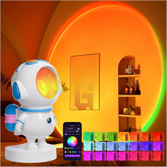 Astronaut Sunset Lamp Projector,360 Rotation Magnetic Head LED Night Light,Endless Colors Aesthetic Mood Lighting for Room Decor,Sunset Light for Photography,Tiktok,Party,Space Gift for Kids/Adults