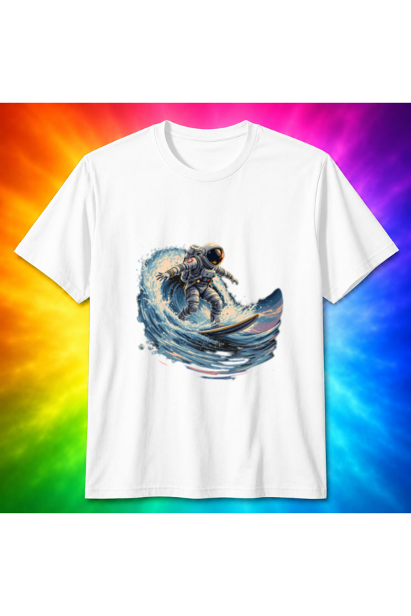 Astronaut Surfing Wave T-Shirt - Space Outer Space Surfer T-Shirt, for men & women, S-5XL
