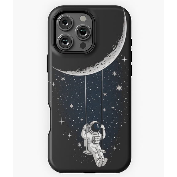 Astronaut Swinging on Moon Swing Phone Case for iPhone 16 15 14 13 12 11 Pro Max