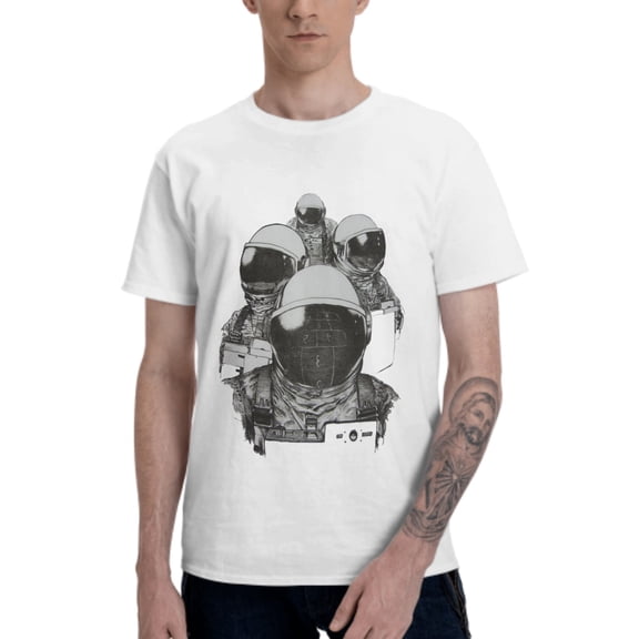 Astronaut T-Shirt for Men Cotton 100% Summer Tops Women Fashion Casual Short Sleeves Round Collar Short-Sleeve Couple Top Tees