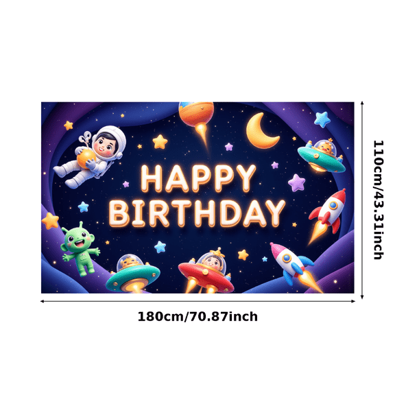 Astronaut Theme Kids Birthday Banner Space Elements Happy Birthday for Children's Party Indoor Decoration Event Celebration