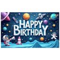 thumbnail image 1 of Astronaut Theme Space Happy Birthday Banner for Kids Party Decoration Photo Backdrop Celebration Event, 1 of 8