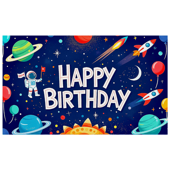 Astronaut Themed Colorful Happy Birthday Banner Backdrop Background Party Supplies for Birthday Party Decors Photography Props Space Party Decorations
