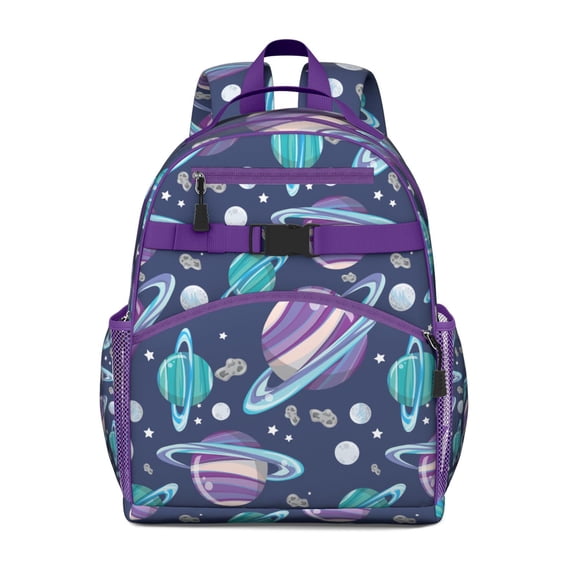 Astronaut Themed School Backpack - Waterproof & Ergonomic Book Bag with Chest Strap, Starry Night Design for Teenagers