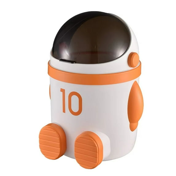 Astronaut-Themed Trash Can with Lid, Large Capacity, Ideal for Living Room & Bedroom - Stylish Home Decor Orange