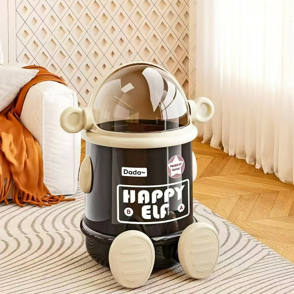 Astronaut Trash Can, 13 Liter /3.4 Gallon Bathroom Trash Can with Lid, Cute Trash Bin, Plastic Garbage Can with Swing Lid, Spaceman Wastebasket for Bedroom, Dorm, Living Room