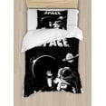 thumbnail image 1 of Astronaut Twin Size Duvet Cover Set, The Race to Space Retro Image with Space Crafts Planets Astronaut vs Cosmonauts, Decorative 2 Piece Bedding Set with 1 Pillow Sham, Black White, by Ambesonne, 1 of 3
