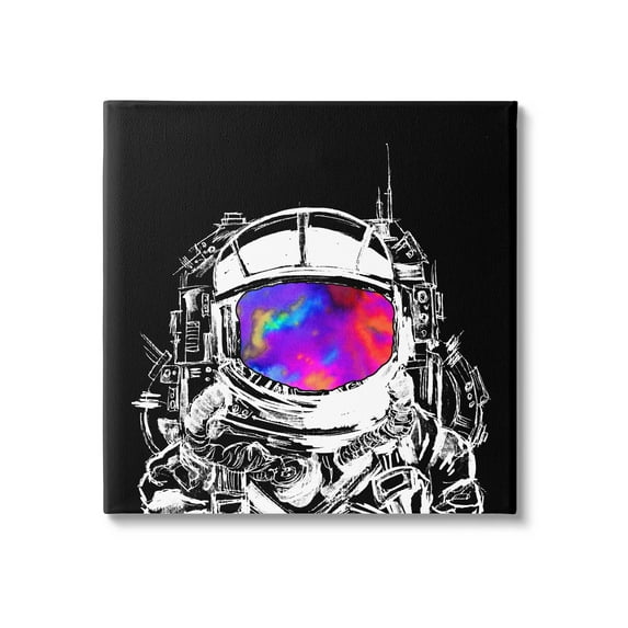 Astronaut Vivid Rainbow Nebula Art for Kids Graphic Art Gallery Wrapped Canvas Print Wall Art