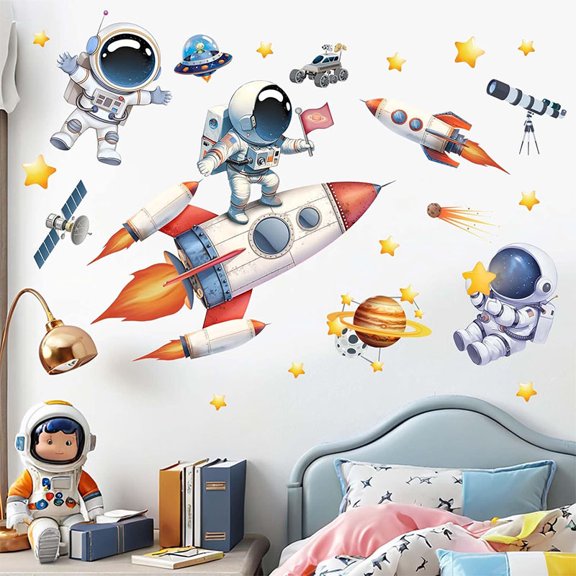Astronaut Wall Decals - Outer Space Planets Rocket Boys Wall Stickers