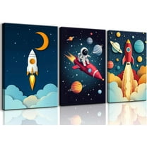 Astronaut Wall Hieng Space Wall Hieng Toddler Boy Wall Decor Kids Room Wall Decor Boys Room Poster Prints Nursery Canvas Pictures Rocket Astronaut Painting Pictures