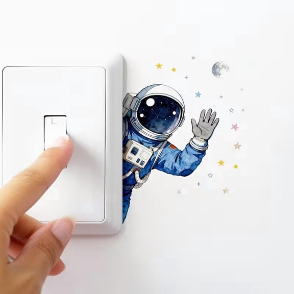 Astronaut Wall Stickers for Kids Room | Starry Atmosphere Switch Panel Decoration | Self-Adhesive & Easy to Install