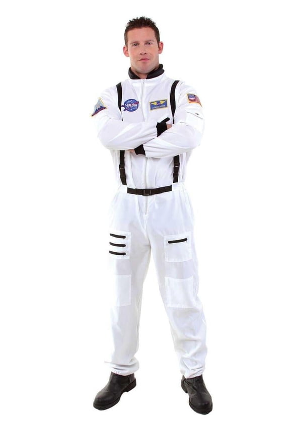 Astronaut White Costume Jumpsuit Adult Male Standard