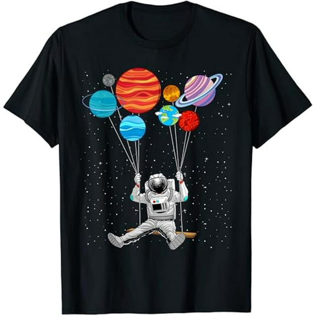 Astronaut With Planets In Hand Art for Men Women Outer Space T-Shirt ...