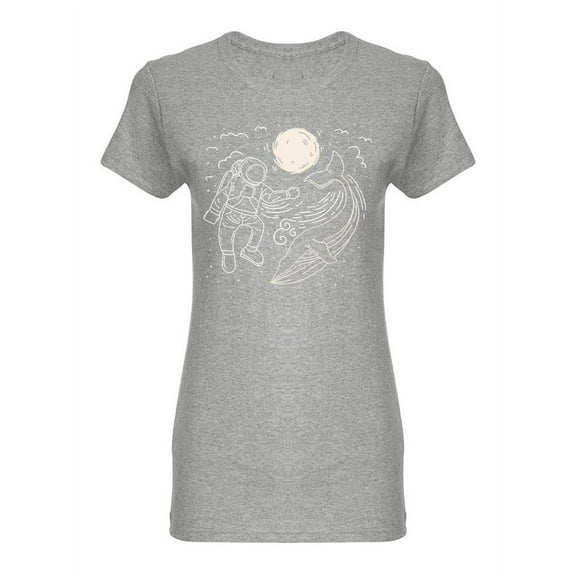 Astronaut With Whale Shaped T-Shirt Women -Image by Shutterstock, Female Small