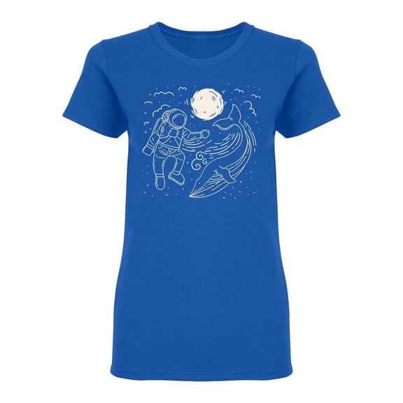 Astronaut With Whale Shaped T-Shirt Women -Image by Shutterstock, Female Small
