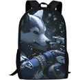 thumbnail image 1 of Astronaut Wolf Animal Print 17 Inch Backpack for Elementary & Middle SchoolLarge Capacity Backpack Unisex 17 in, 1 of 7