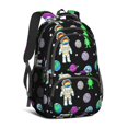 thumbnail image 1 of Astronaut and Alien Black Pattern Backpack for School, Cute School Bag with Adjustable Shoulder Straps and Padded Back, 16.9"x12.6"x5.9", 1 of 5