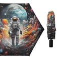 thumbnail image 1 of Astronaut and Colorful Planets Compact Sun Umbrella Windproof Travel Umbrellas for Rain Strong Portable UV Protection, 1 of 8